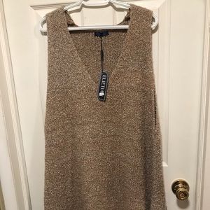 tan sleeveless sweater dress